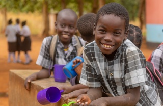 Children eating Mary's Meals in Zambia