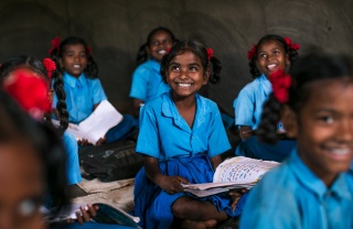 Children learning in India