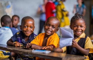 Schoolchildren in Liberia smiling