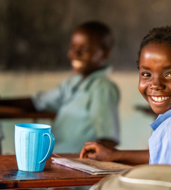 Child in the classroom in Malawi
