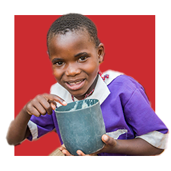 Image of child from Malawi on a red background