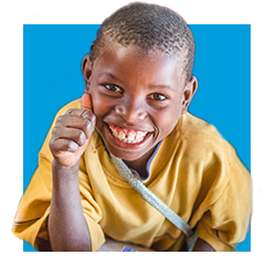 Image of child from Malawi on a blue background